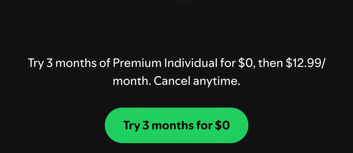 آفر سه ماه رایگان Spotify Premium Individual با تمدید ماهانه ۱۲٫۹۹ دلار